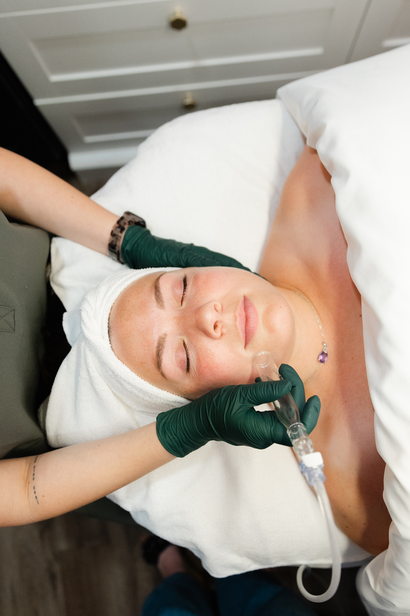 a person sitting on a bed