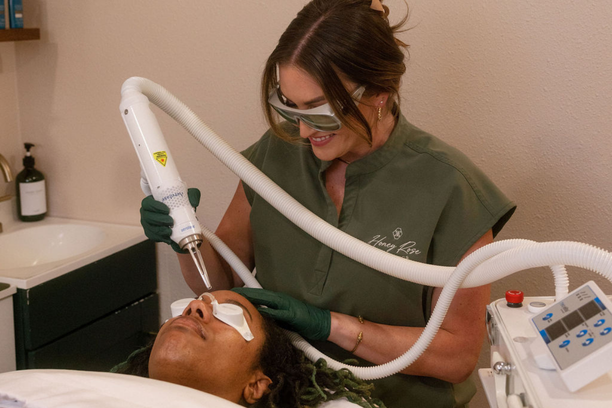 Glass skin laser facial treatment room at Honey Rose Aesthetics in Puyallup, WA